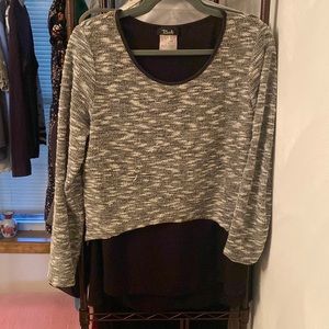 Black & white sweater with sheer detail